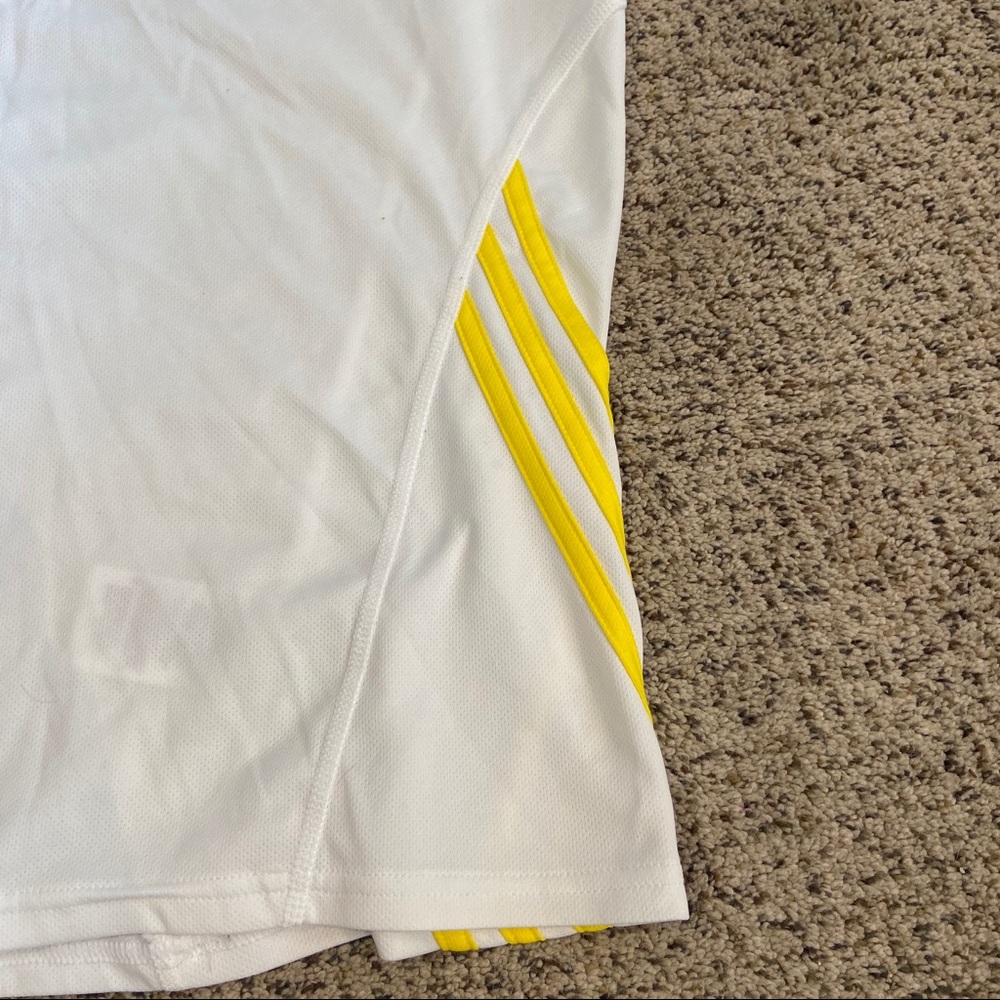 Adidas White Yellow Stripe Athletic Workout Tank Top Shirt Large - Picture 4 of 11